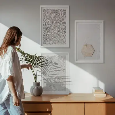 Wanddecoratie set schilderijen met zandtextuur in boho stijl