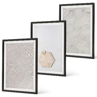 Wanddecoratie set schilderijen met zandtextuur in boho stijl