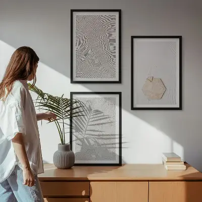 Wanddecoratie set schilderijen met zandtextuur in boho stijl