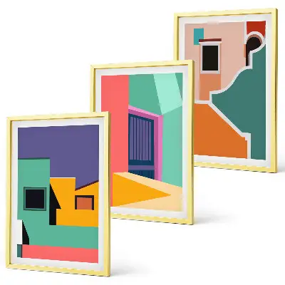 Fotowand met kleurrijke illustraties van de stad