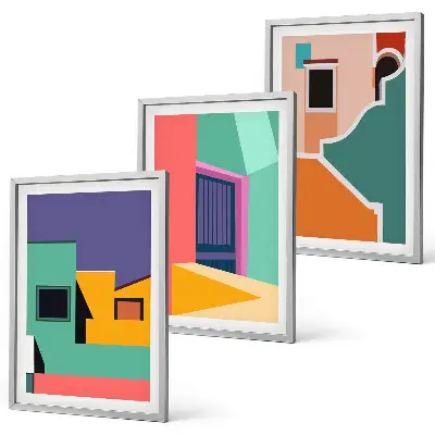 Fotowand met kleurrijke illustraties van de stad