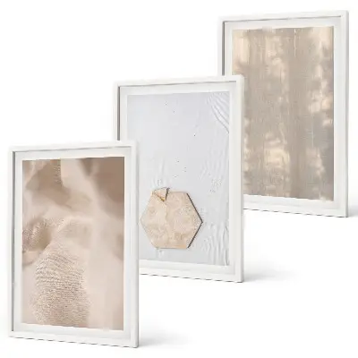 Set wanddecoratie met schilderijen subtiele boho texturen van de natuur