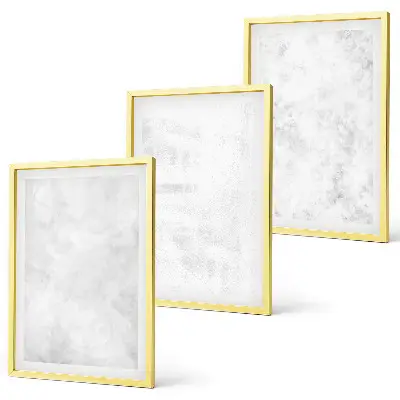 Wanddecoratieset schilderijen met minimalistische witte vlekken op een achtergrond