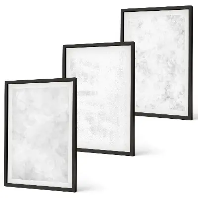 Wanddecoratieset schilderijen met minimalistische witte vlekken op een achtergrond