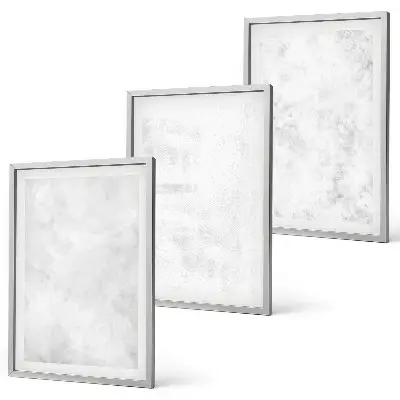Wanddecoratieset schilderijen met minimalistische witte vlekken op een achtergrond