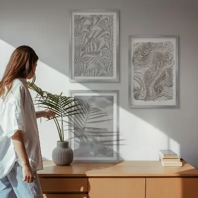 Wanddecoratieset schilderijen met industriële abstracte patronen