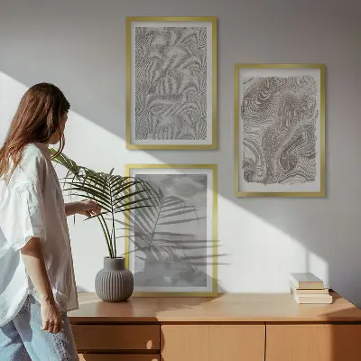 Wanddecoratieset schilderijen met industriële abstracte patronen