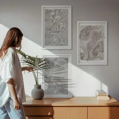 Wanddecoratieset schilderijen met industriële abstracte patronen