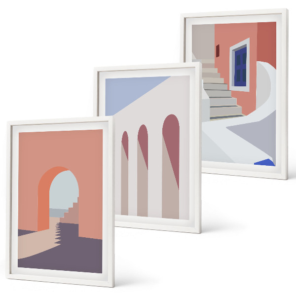 Wanddecoratie set schilderijen Ilustracje architektury minimalizm