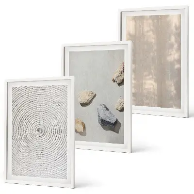Wanddecoratie set schilderijen met boho natuurlijke texturen en structuren