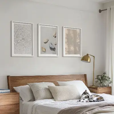 Wanddecoratie set schilderijen met boho natuurlijke texturen en structuren