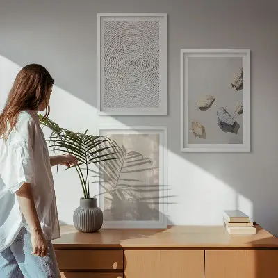 Wanddecoratie set schilderijen met boho natuurlijke texturen en structuren