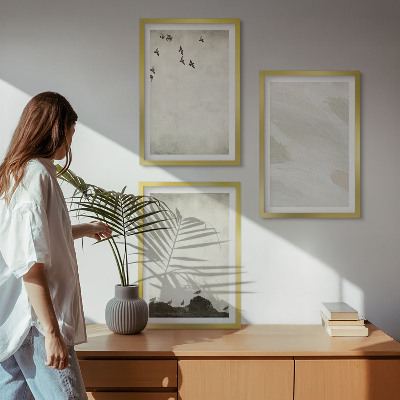 Wanddecoratie set schilderijen Ptaki skały ślady pędzla dekoracje