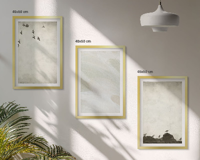 Wanddecoratie set schilderijen Ptaki skały ślady pędzla dekoracje