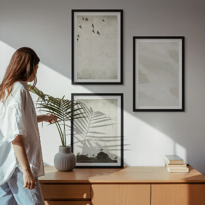 Wanddecoratie set schilderijen Ptaki skały ślady pędzla dekoracje