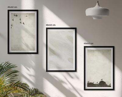 Wanddecoratie set schilderijen Ptaki skały ślady pędzla dekoracje