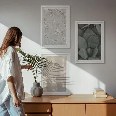 Wanddecoratie set schilderijen zomerse tropische texturen