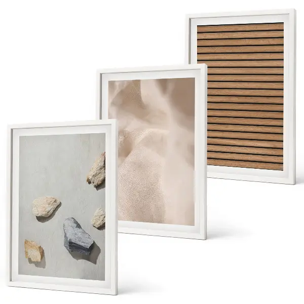 Fotowand met texturen van stenen, hout en stof