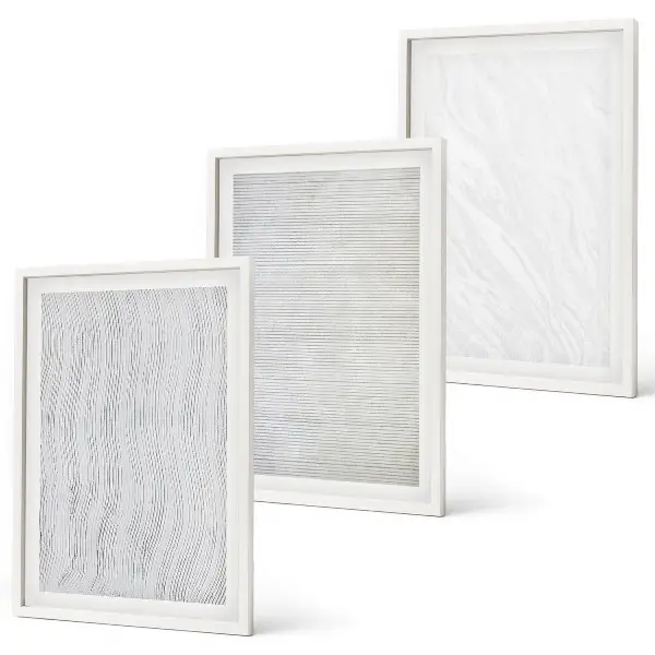 Wanddecoratie set schilderijen met lichte zandstructuren