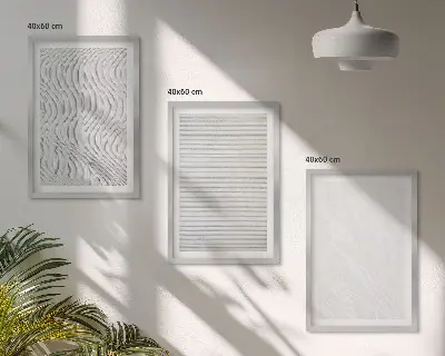 Wanddecoratie set schilderijen met lichte zandstructuren