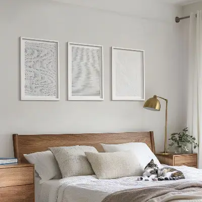 Wanddecoratie set schilderijen met lichte zandstructuren