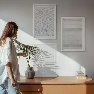 Wanddecoratie set schilderijen met lichte zandstructuren