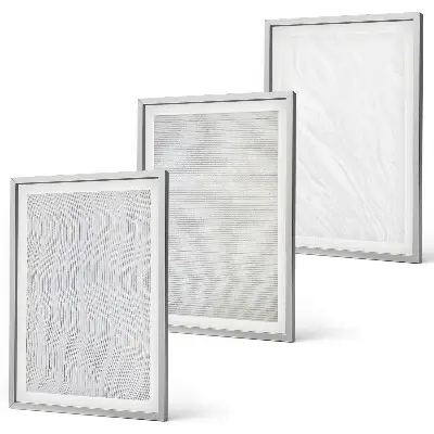 Wanddecoratie set schilderijen met lichte zandstructuren