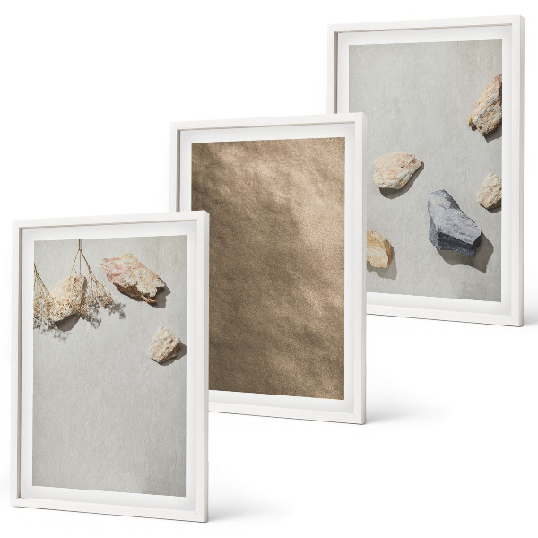 Wanddecoratie set schilderijen Kamienie plaża struktury naturalne