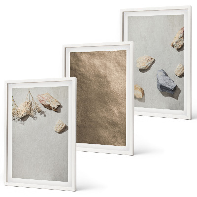 Wanddecoratie set schilderijen Kamienie plaża struktury naturalne