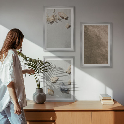 Wanddecoratie set schilderijen Kamienie plaża struktury naturalne
