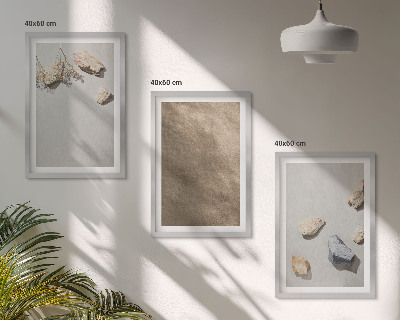Wanddecoratie set schilderijen Kamienie plaża struktury naturalne