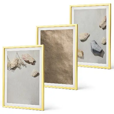 Wanddecoratieset schilderijen met natuurlijke strandstenen structuur