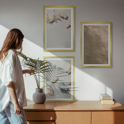 Wanddecoratie set schilderijen Kamienie plaża struktury naturalne