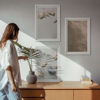 Wanddecoratie set schilderijen Kamienie plaża struktury naturalne