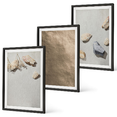 Wanddecoratie set schilderijen Kamienie plaża struktury naturalne