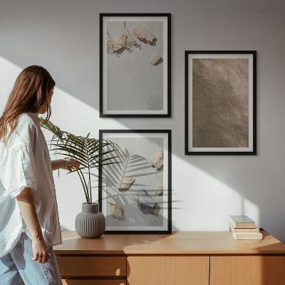 Wanddecoratie set schilderijen Kamienie plaża struktury naturalne