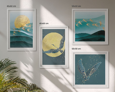 Set van posters met lijst Stijlvolle landschappen met vogels