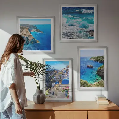 Griekse uitzichten op Santorini Oia meerluik in lijst