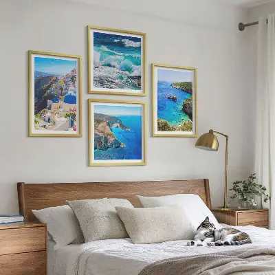 Griekse uitzichten op Santorini Oia meerluik in lijst