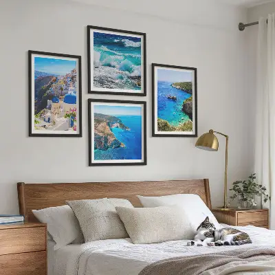 Griekse uitzichten op Santorini Oia meerluik in lijst