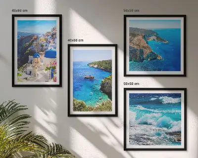 Griekse uitzichten op Santorini Oia meerluik in lijst