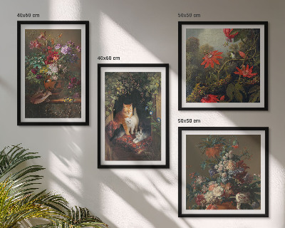 Set van posters met lijst Vintage bloemen, katten, planten