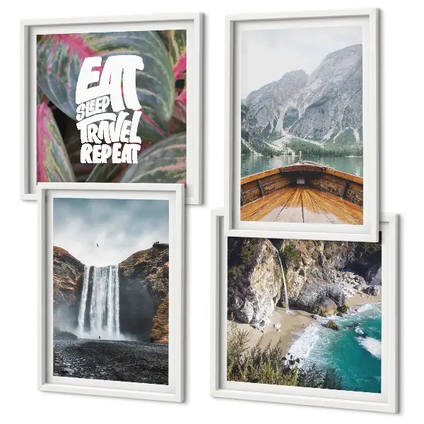 Wanddecoratie waterval en bergen meerluik in lijst