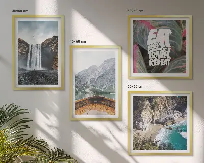 Wanddecoratie waterval en bergen meerluik in lijst