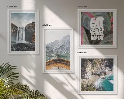 Wanddecoratie waterval en bergen meerluik in lijst