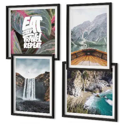 Wanddecoratie waterval en bergen meerluik in lijst
