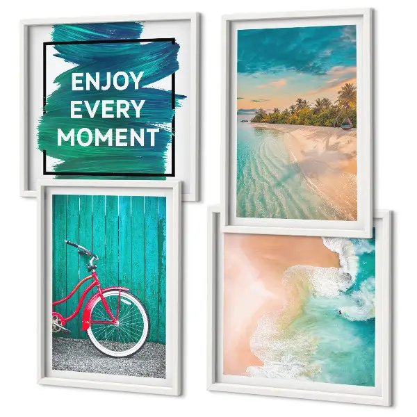 Set posters met lijst Zeeboot fiets inspiratie
