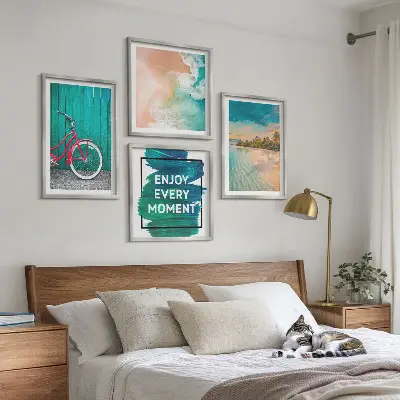 Set posters met lijst Zeeboot fiets inspiratie