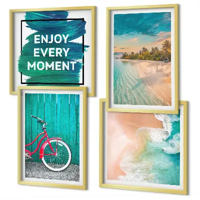 Set posters met lijst Zeeboot fiets inspiratie