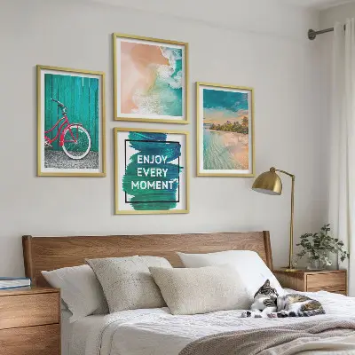 Set posters met lijst Zeeboot fiets inspiratie